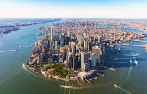Vista aérea da cidade de Manhattan, Nova York.