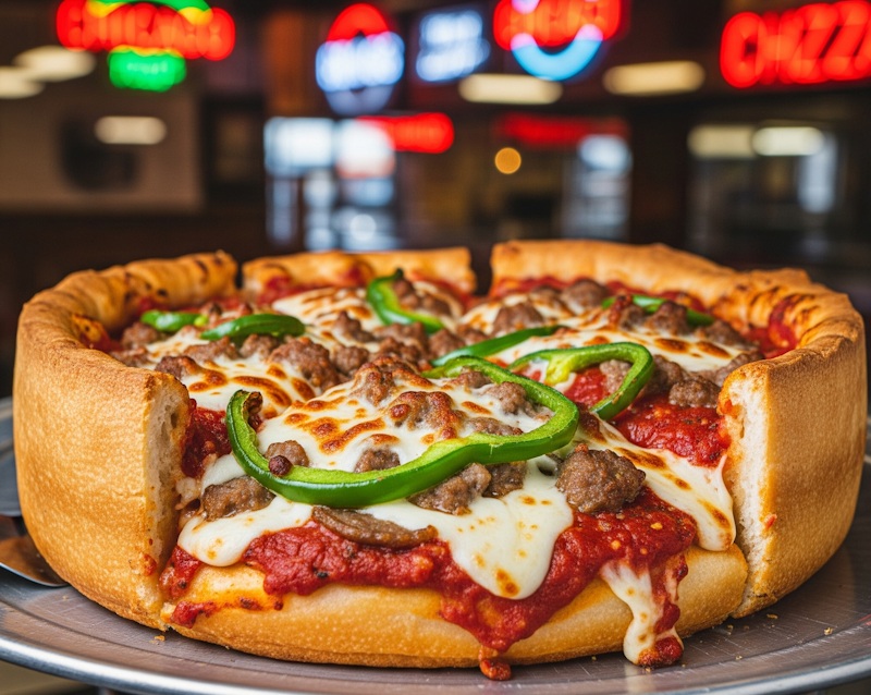 Deep-dish pizza