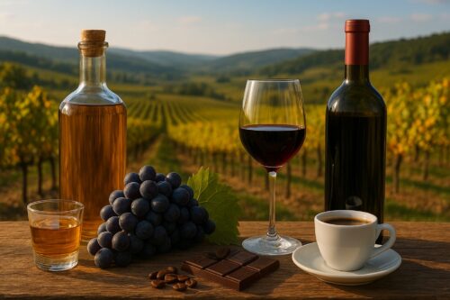 Experiências ligadas ao vinho, cachaça, café e chocolate - Imagem gerada por IA