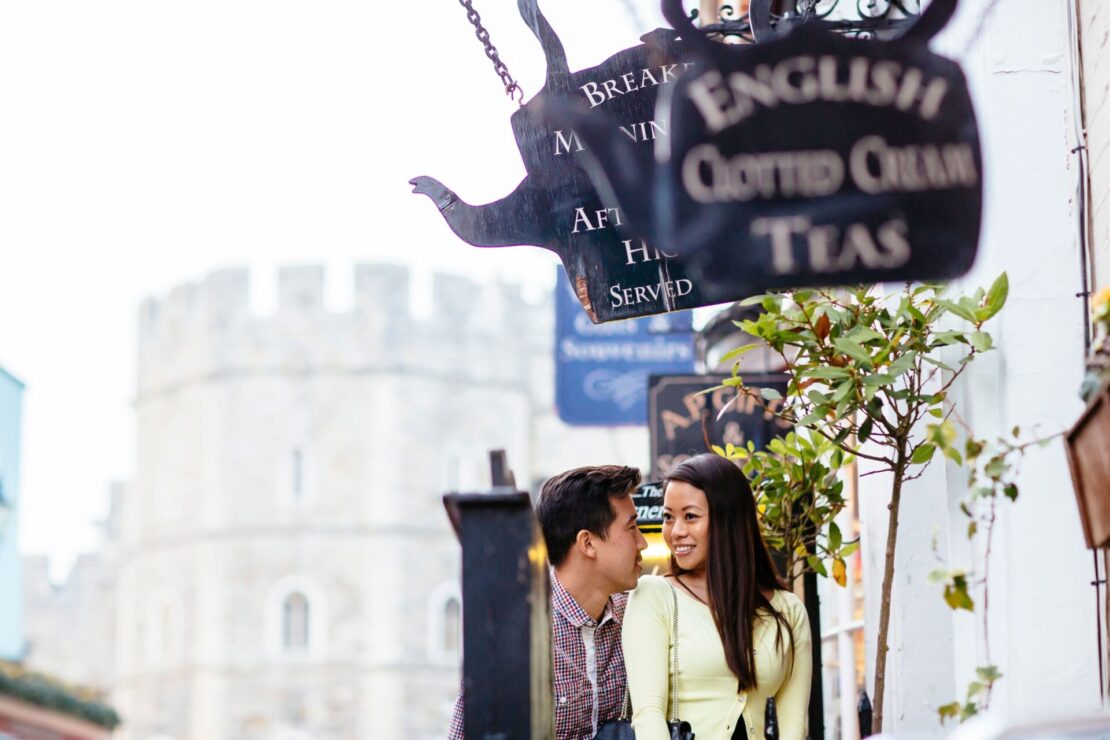 Lojas de chá e o Castelo de Windsor