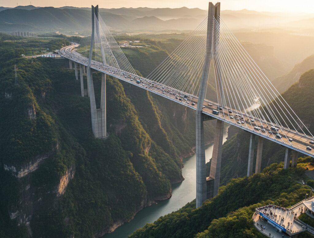 Ponte mais alta do mundo conecta montanhas na China