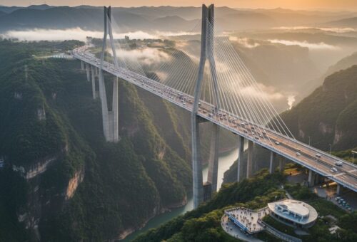 Ponte mais alta do mundo conecta montanhas na China