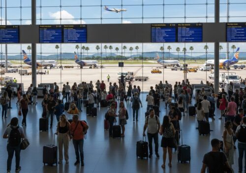 Movimento em aeroporto - Imagem gerada por IA