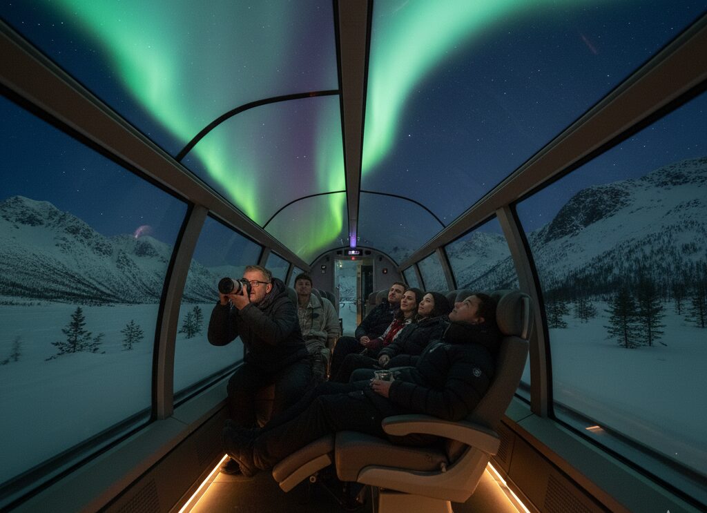 Noruega tem trem panorâmico para observar auroras boreais