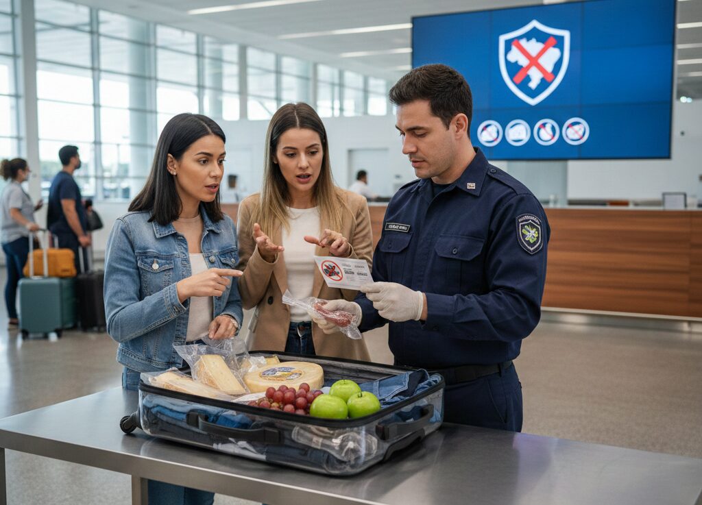Viajantes precisam declarar queijos e frutas na bagagem