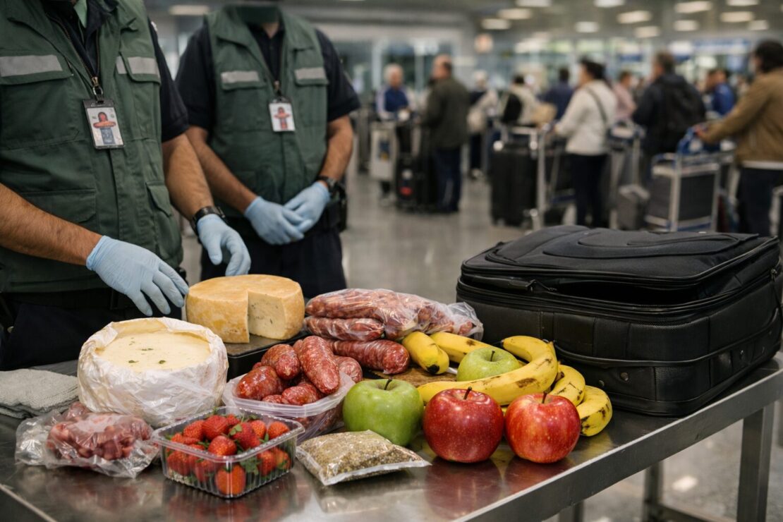 Viajantes precisam declarar queijos e frutas na bagagem
